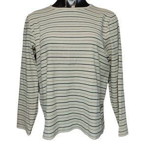 Liz Claiborne | Liz & Co. Women's White Striped Knit Long Sleeve Top XL